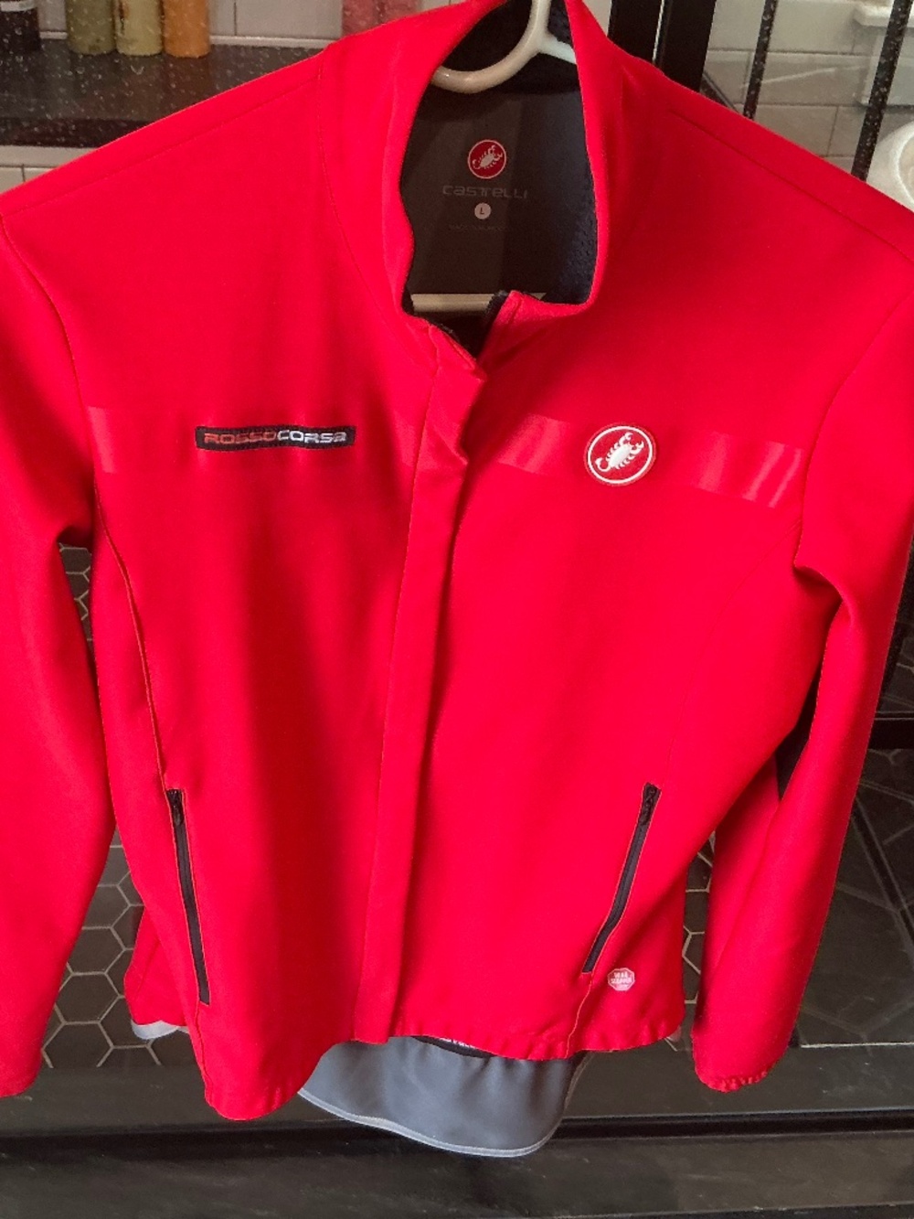 Red Castelli long sleeve Rossi Corsa Bicycle Jersey